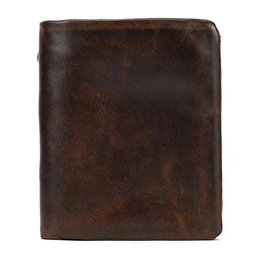 KTX-612243 Retro Men's Leather Wallet with Multi-Card Slots and Change Compartment in Brown/Blue/Coffee