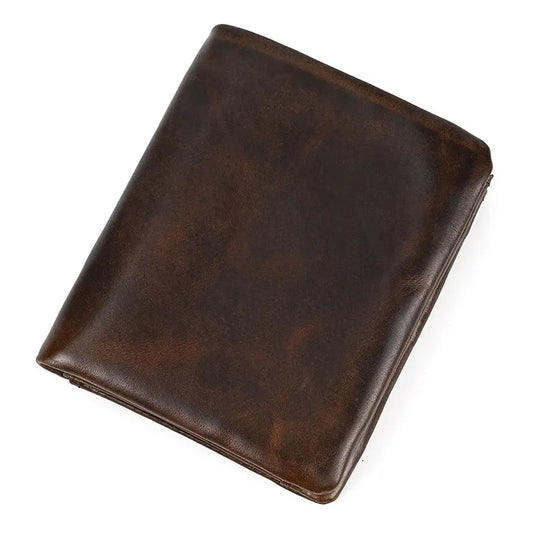 KTX-612243 Retro Men's Leather Wallet with Multi-Card Slots and Change Compartment in Brown/Blue/Coffee