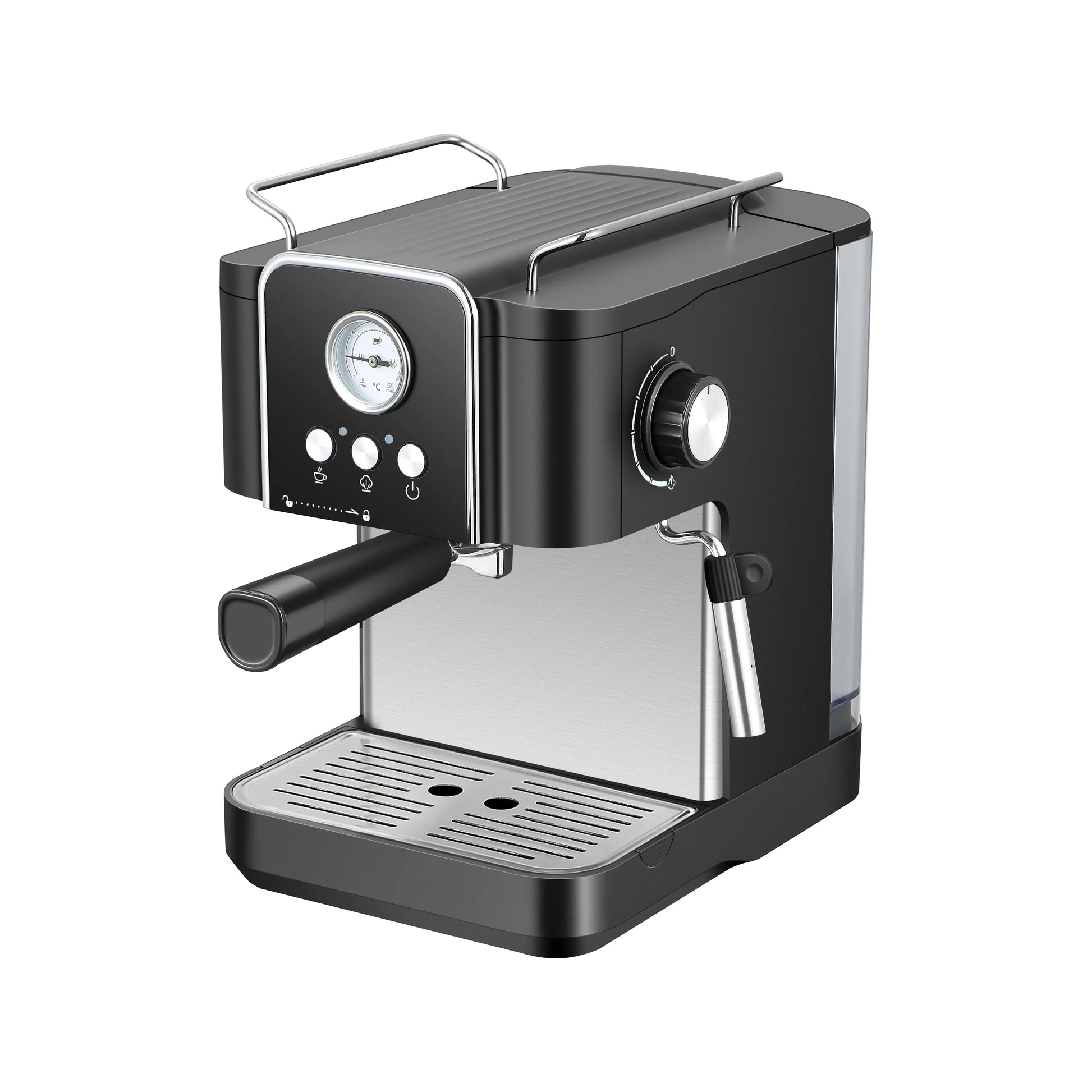 KTX-280787 Italian Semi-Automatic Espresso Machine for Home Use, Stainless Steel Cappuccino Maker, 15-20 Bar Pressure