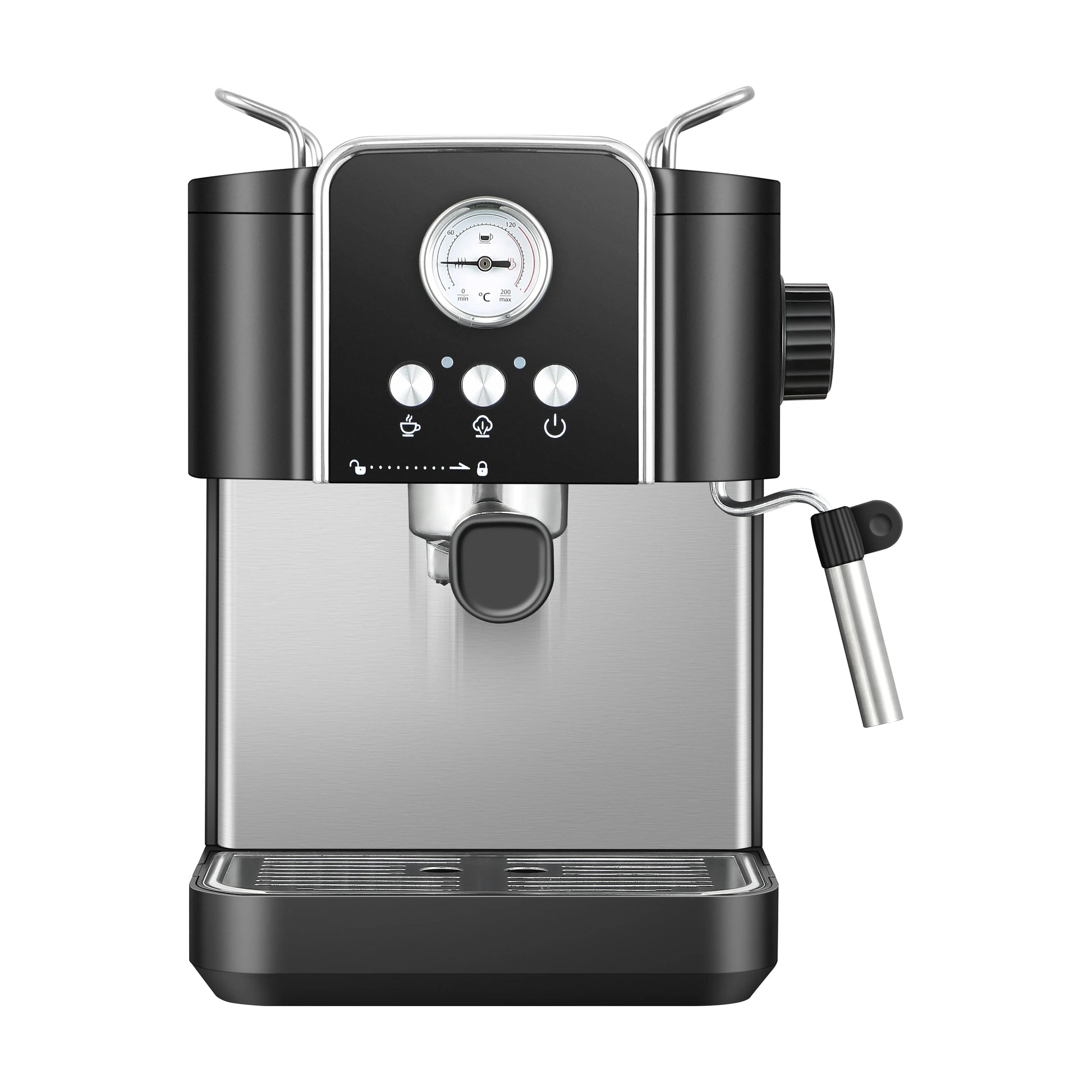 KTX-280787 Italian Semi-Automatic Espresso Machine for Home Use, Stainless Steel Cappuccino Maker, 15-20 Bar Pressure