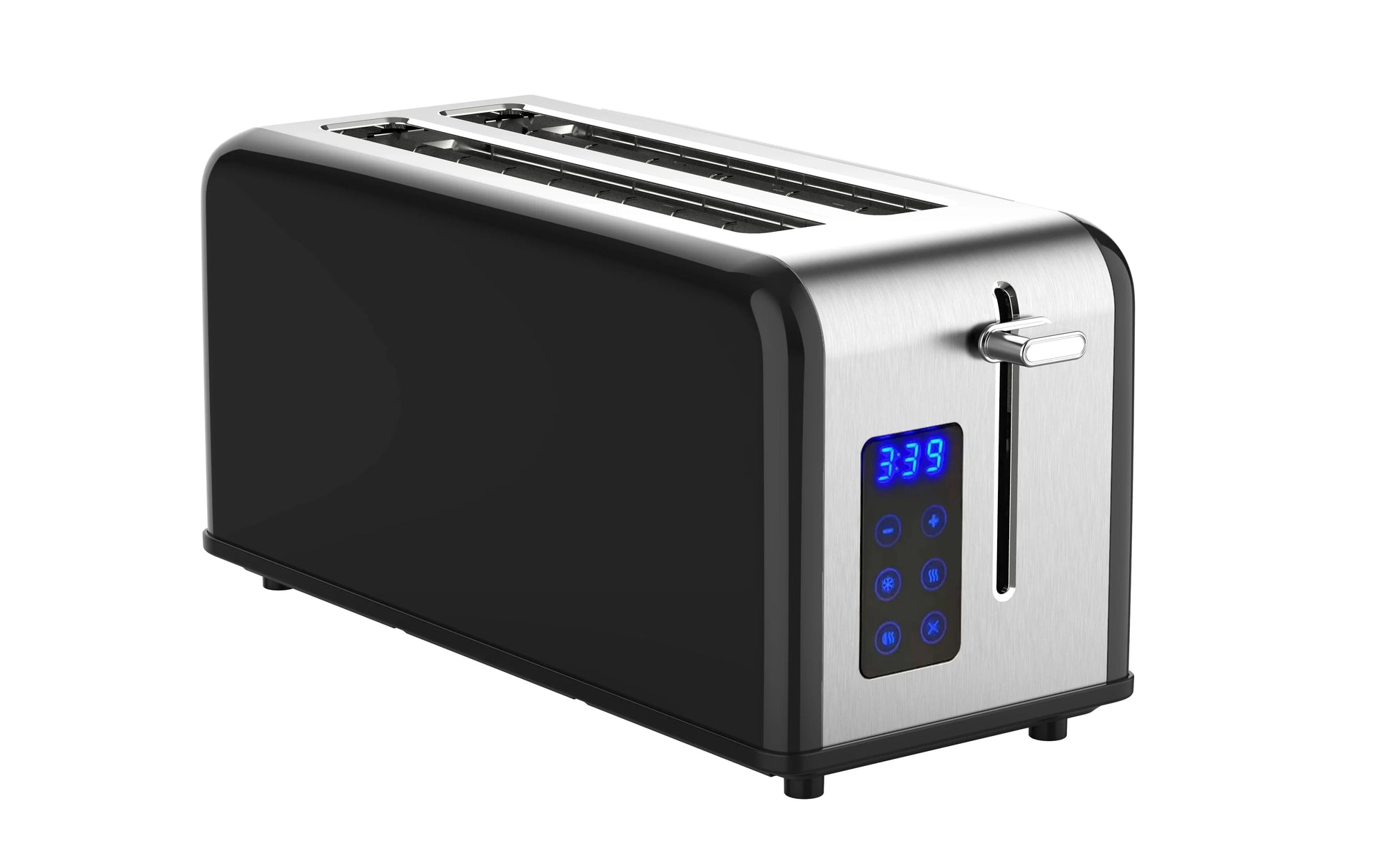 KTX-731795 Stainless Steel Retro 4-Slice Long Slot Toaster with Adjustable Settings