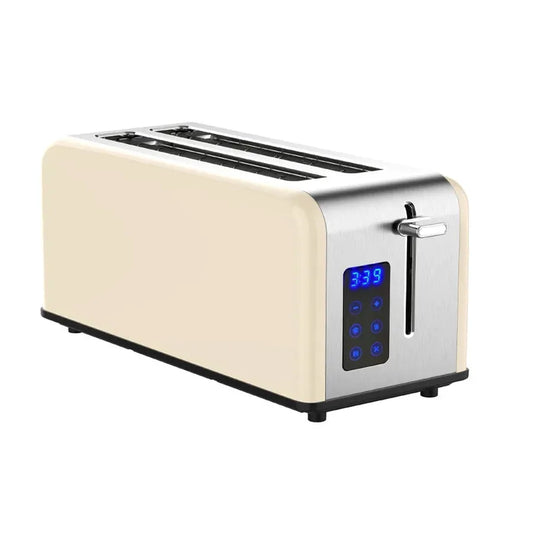 KTX-731795 Stainless Steel Retro 4-Slice Long Slot Toaster with Adjustable Settings