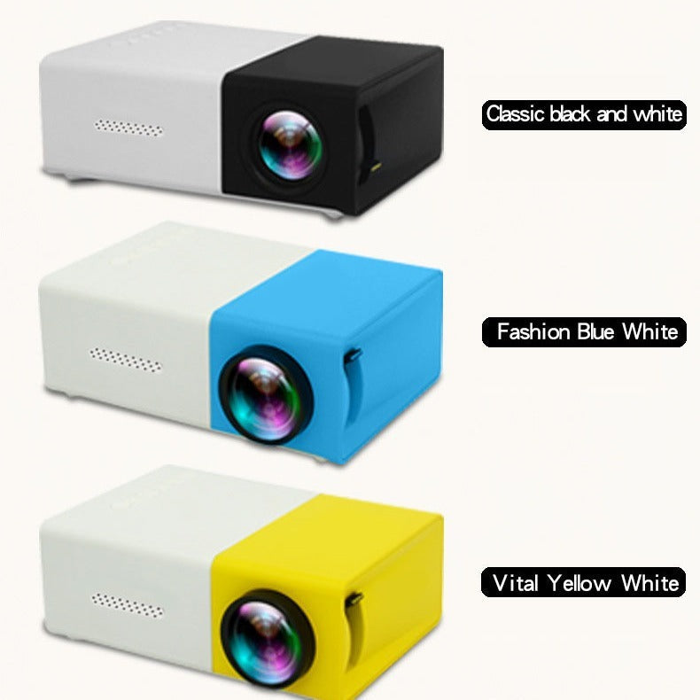 KTX-601811 Mini Portable Projector YG300 - 1080p HD Resolution, Compact Design in Yellow, Blue, and Black