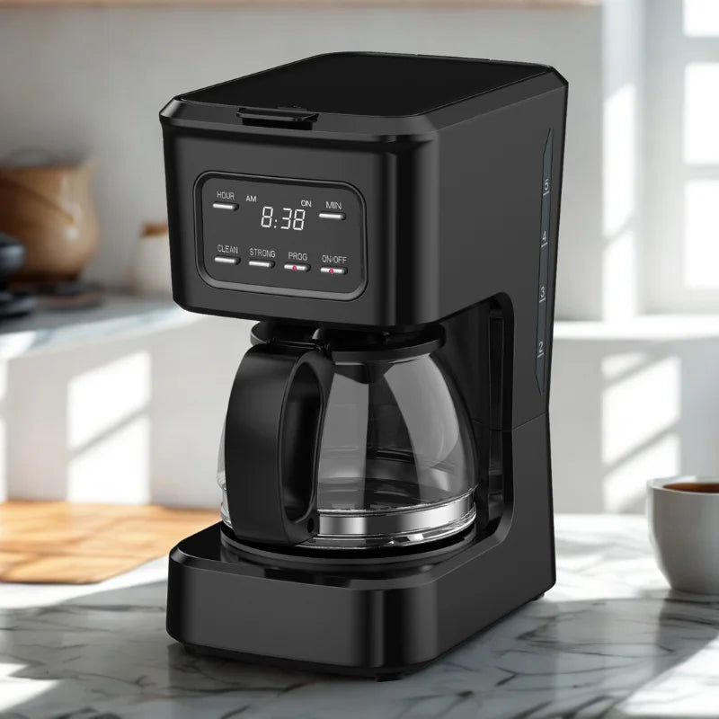 KTX-377939 Programmable 5-Cup Coffee Machine with Ground Coffee and Clear Water Level Indicator