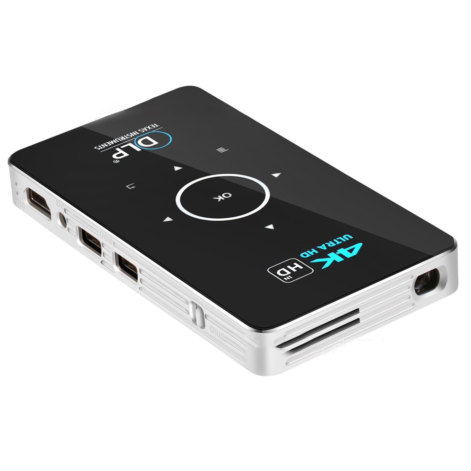 KTX-850451 Wireless DLP Home Projector with 1000 Lumens Brightness and 2000:1 Contrast Ratio, Supports HD, Android System, and Built-in Battery