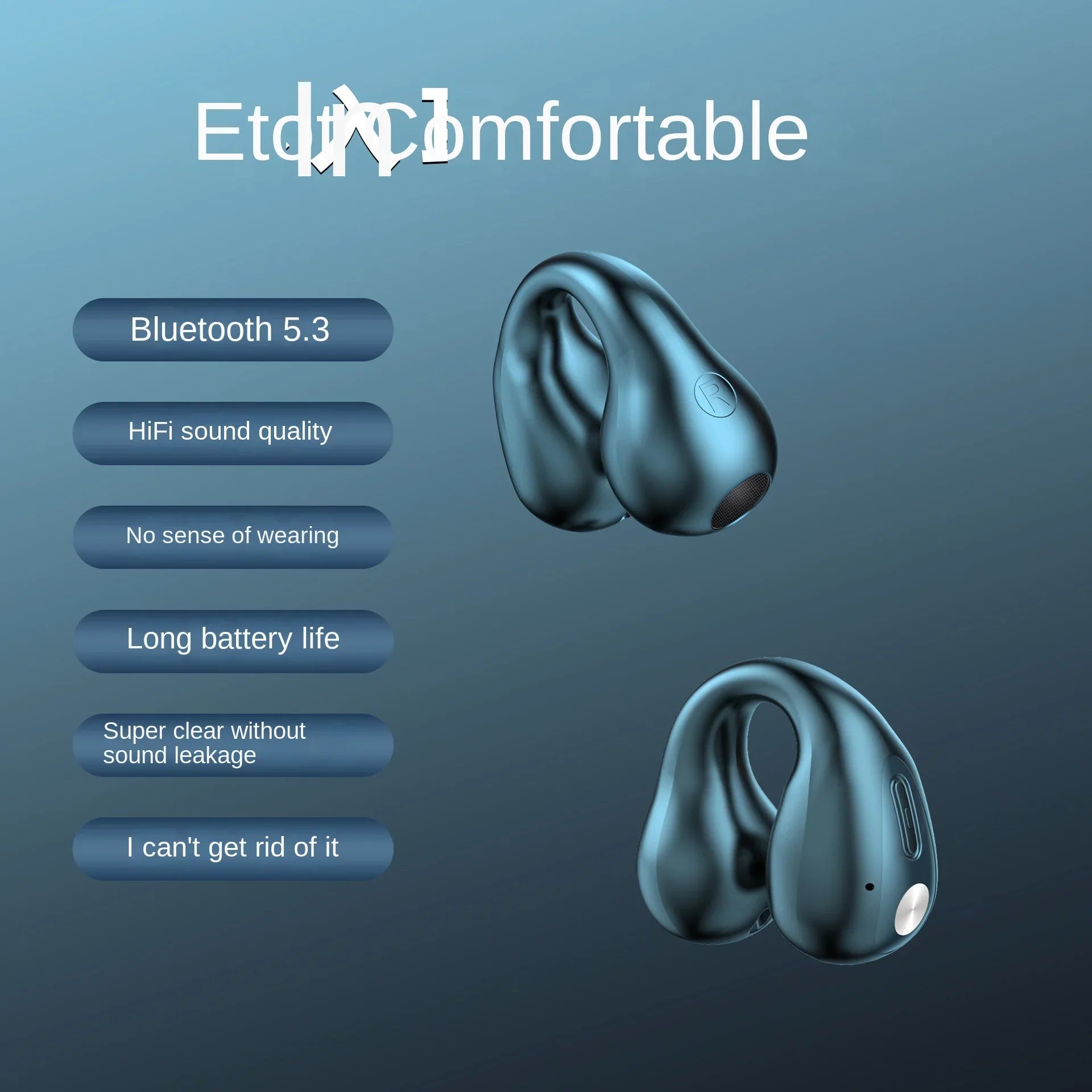 KTX-738963 AI Translation Bluetooth Headset with Long Battery Life and LED Display for Enhanced Air Conduction