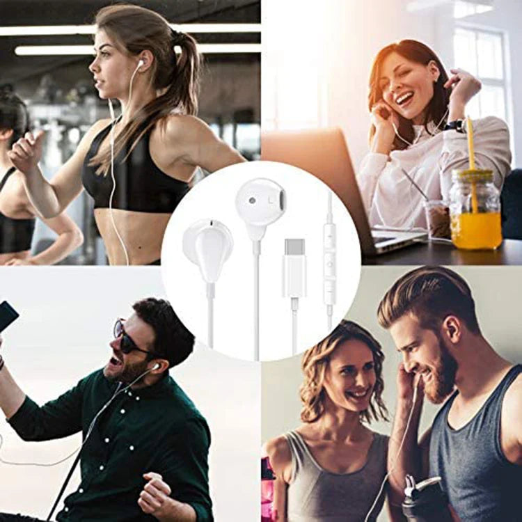 KTX-403219 Type-C Stereo Earbuds with Mic and Volume Control for iPhone 15