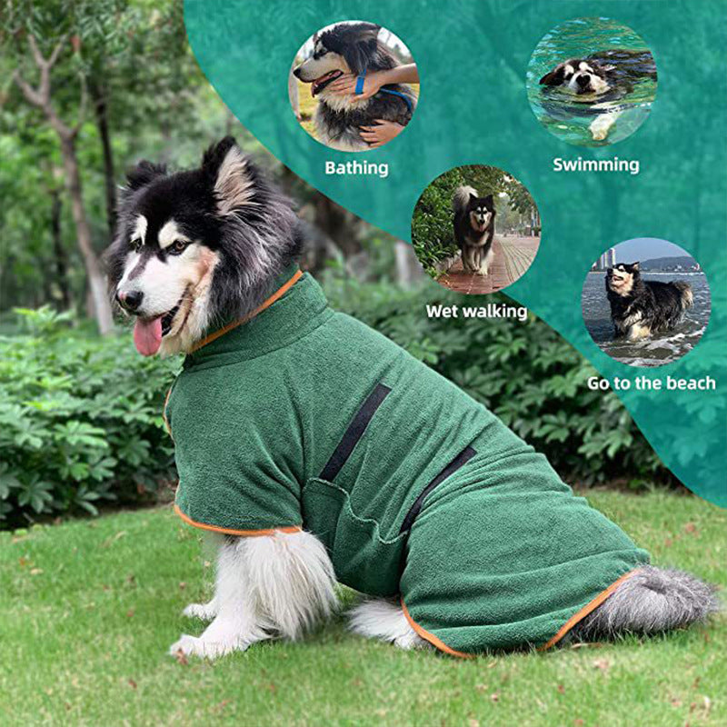 JMT-101322 Fast Drying Microfiber Pet Bathrobe for Small to Large Dogs with Adjustable Towel Grooming Coat