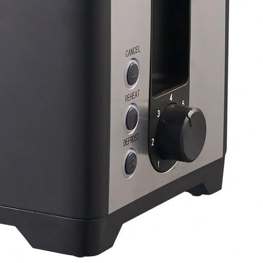 KTX-174739 Retro 2 Slice Portable Black Stainless Steel Toaster