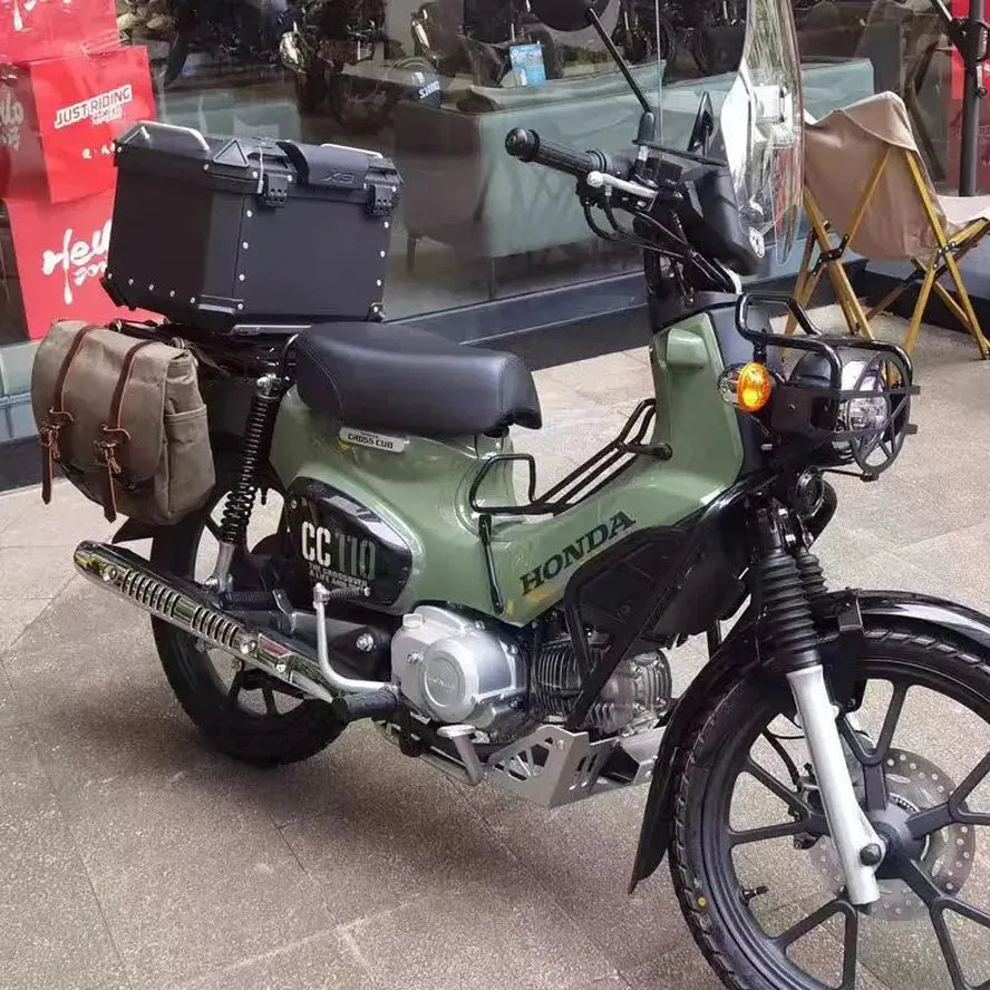 KTX-827923 Vintage Dyed Wax Canvas Motorcycle Side Bag with Leather Accents