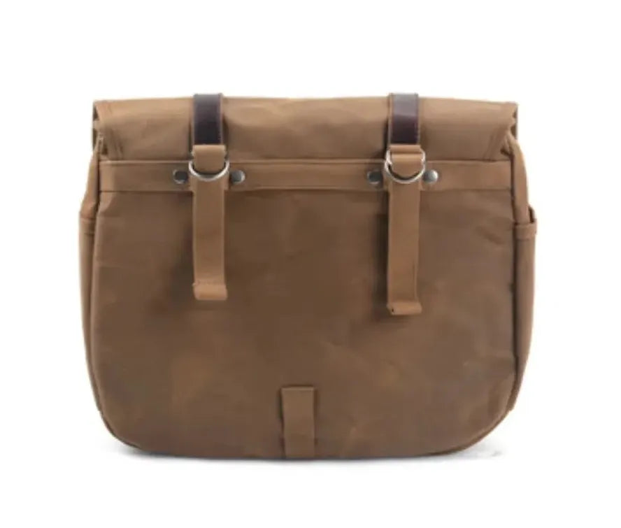 KTX-827923 Vintage Dyed Wax Canvas Motorcycle Side Bag with Leather Accents