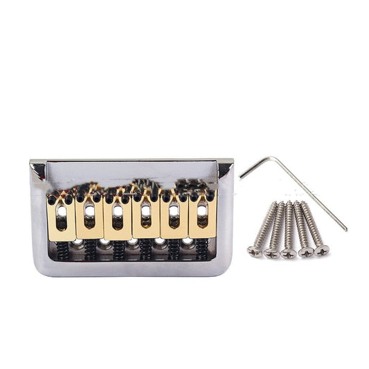 KTX-370707 Six String Guitar Bridge with Silver Brass Saddle