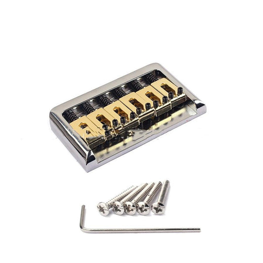 KTX-370707 Six String Guitar Bridge with Silver Brass Saddle