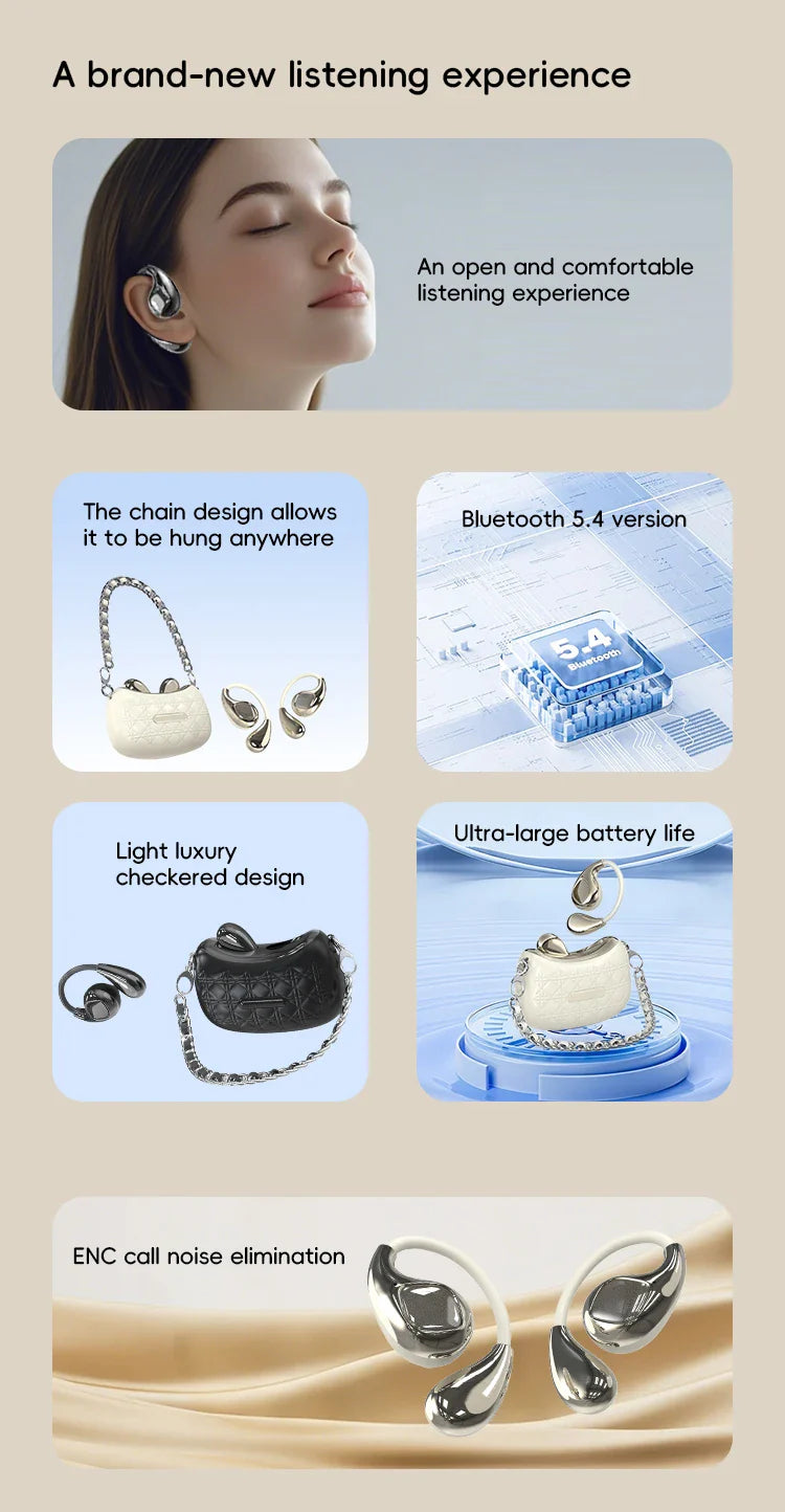 KTX-510739 Wireless Bone Conduction Earbud Headphones with Open Earhook Design for Sports - Model YX46 2025