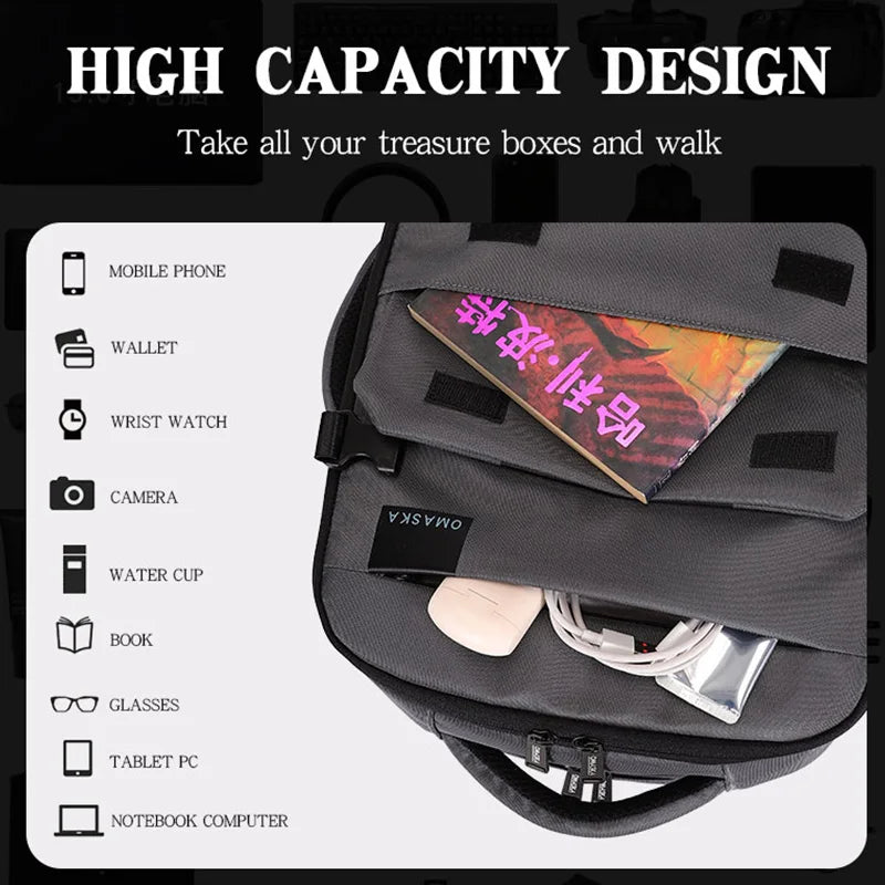 KTX-052051 Waterproof Nylon Laptop Backpack with USB Charging Port and Large Capacity for Students