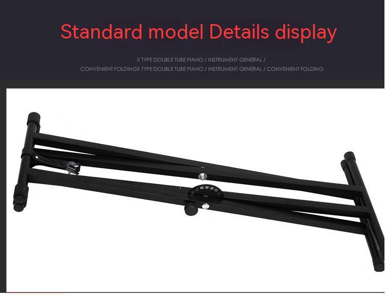 KTX-942995 Adjustable Double-Tube Keyboard Stand for Electronic Organs - Black Iron Construction