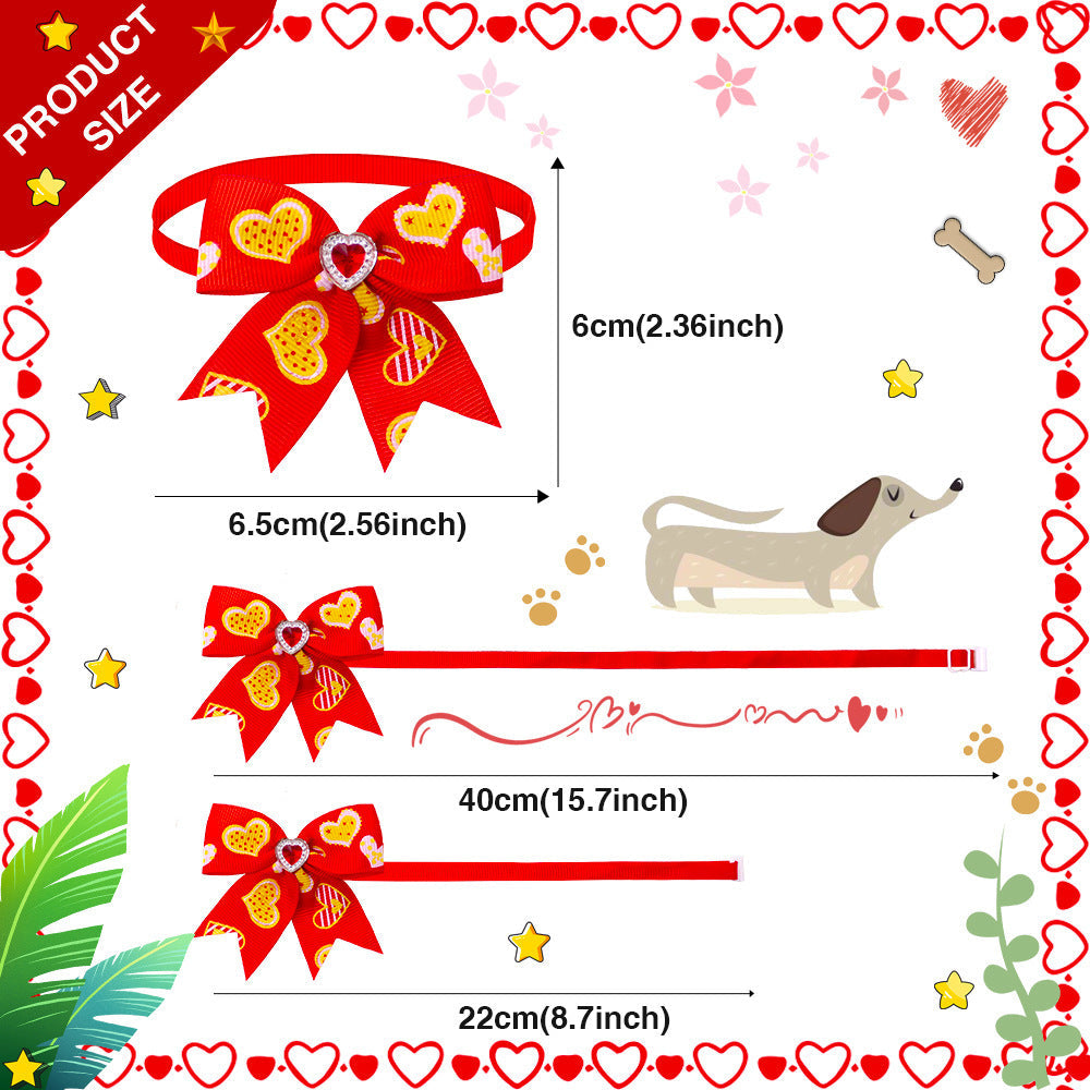 JMT-120778 Pet Love Candy Color Diamond Bow Tie for Pets - Polyester Spring & Autumn Accessory