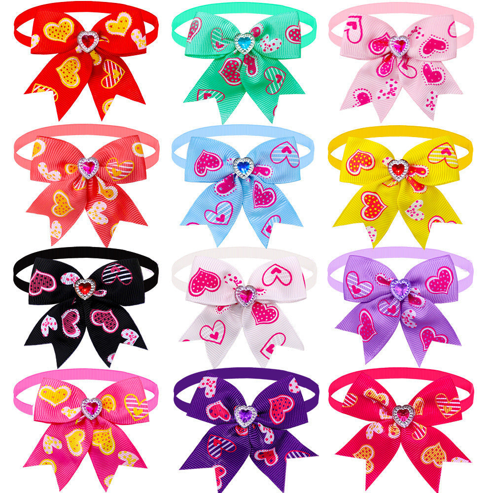 JMT-120778 Pet Love Candy Color Diamond Bow Tie for Pets - Polyester Spring & Autumn Accessory