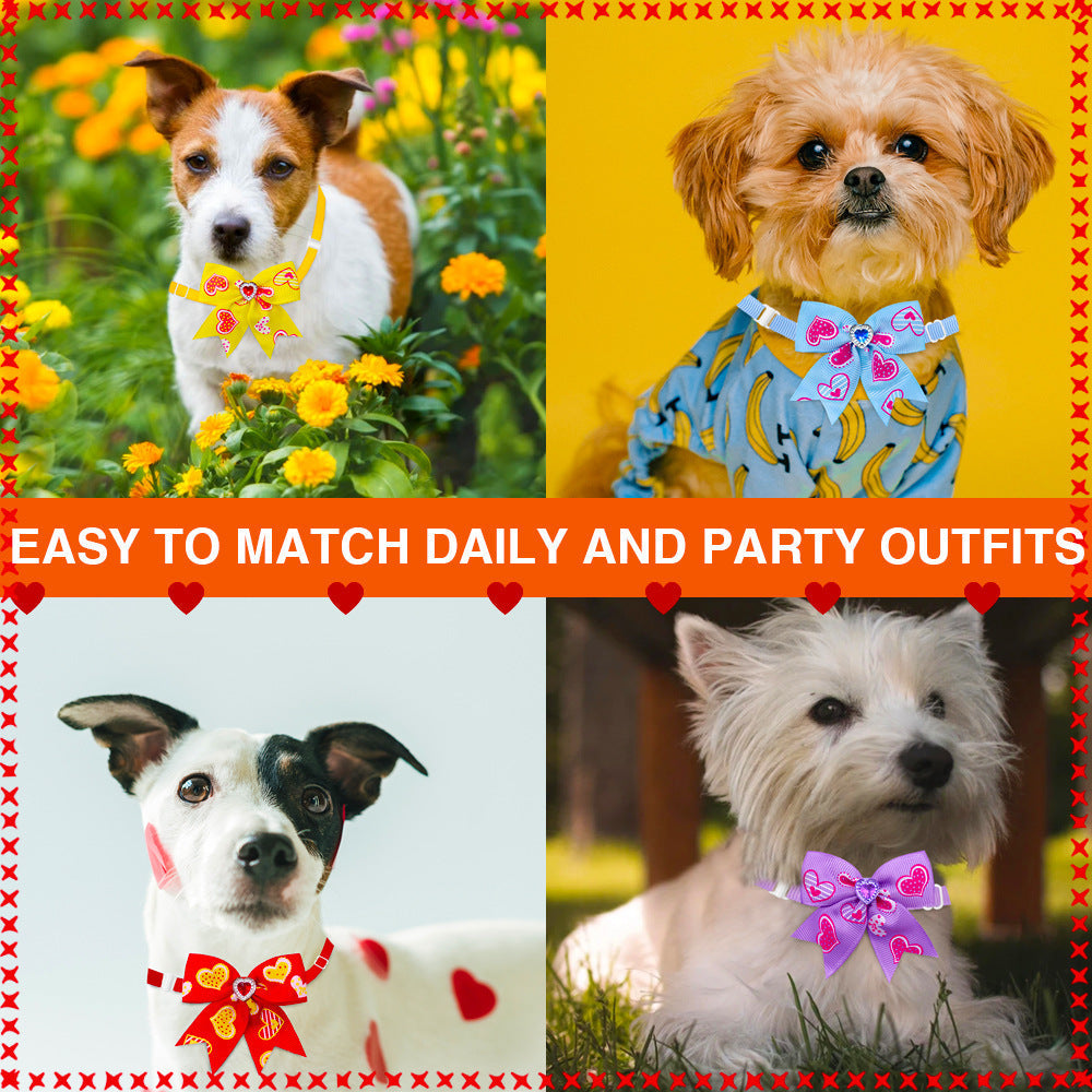 JMT-120778 Pet Love Candy Color Diamond Bow Tie for Pets - Polyester Spring & Autumn Accessory