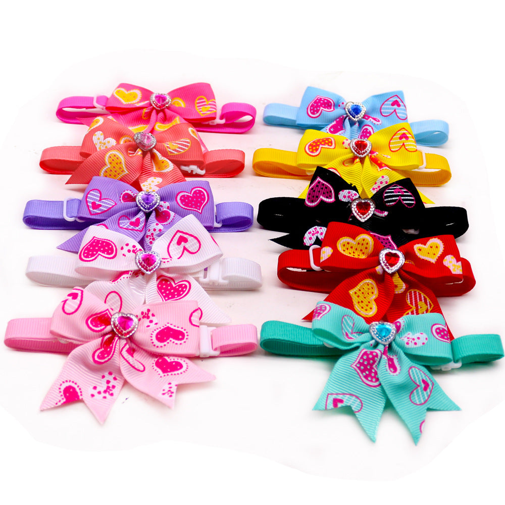 JMT-120778 Pet Love Candy Color Diamond Bow Tie for Pets - Polyester Spring & Autumn Accessory