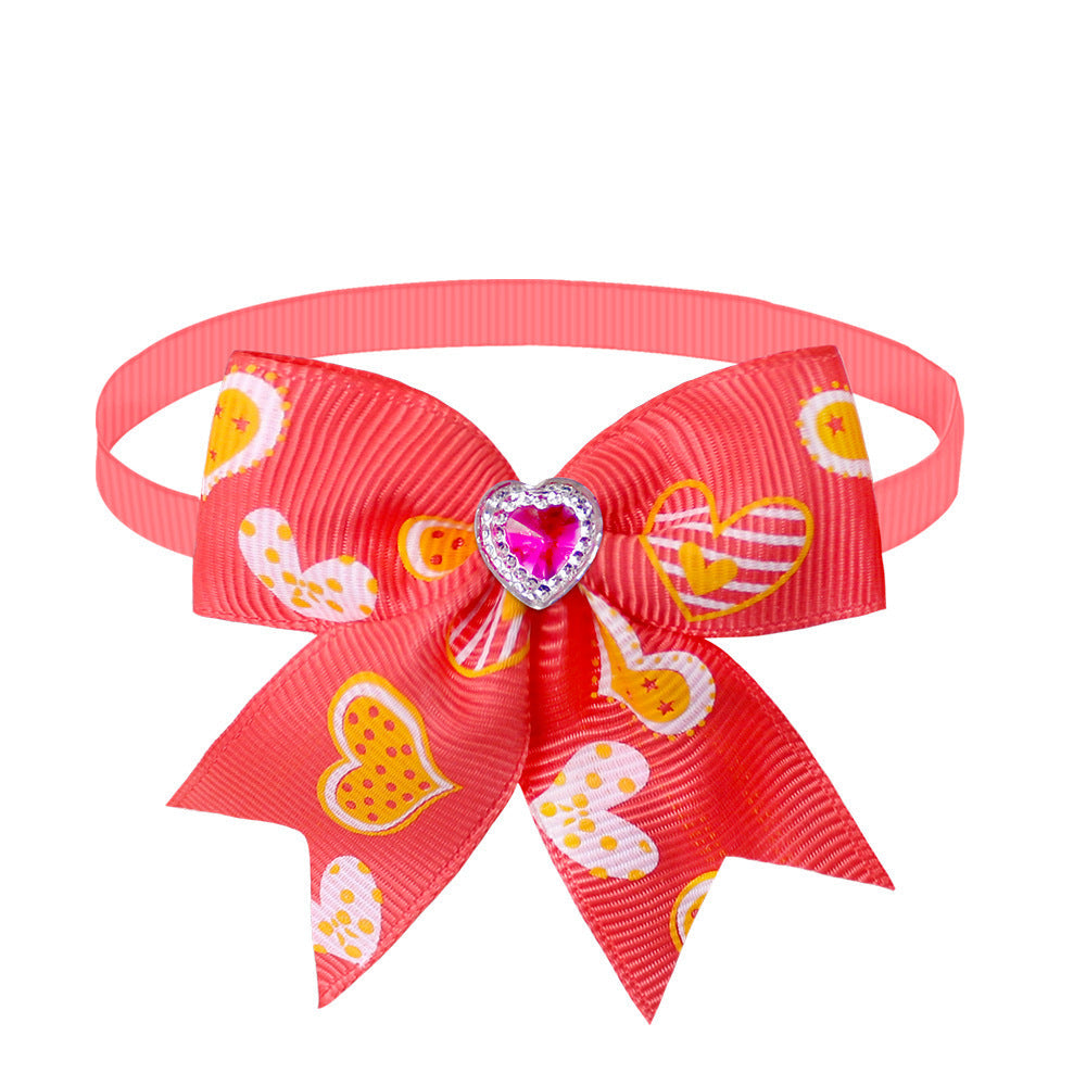JMT-120778 Pet Love Candy Color Diamond Bow Tie for Pets - Polyester Spring & Autumn Accessory