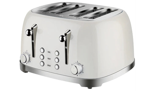 KTX-845907 Vintage Stainless Steel 4-Slice Waffle and Bread Toaster, Electric Kitchen Appliance