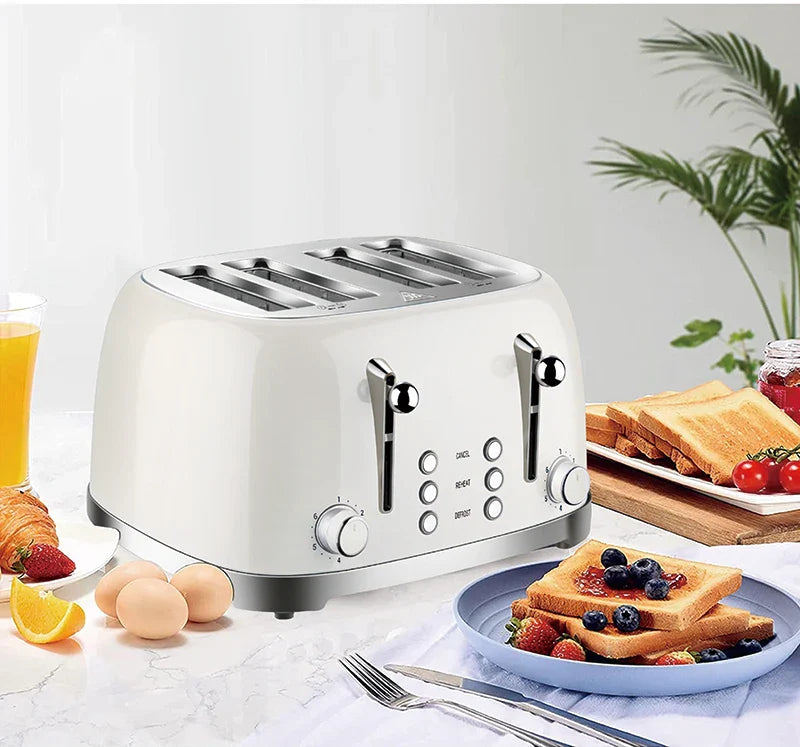 KTX-845907 Vintage Stainless Steel 4-Slice Waffle and Bread Toaster, Electric Kitchen Appliance