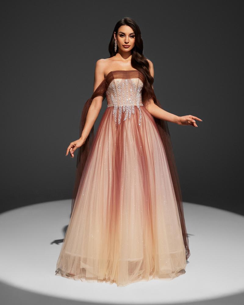 KTX-233171 Elegant Brown Evening Gown for Women - Style EZ25017