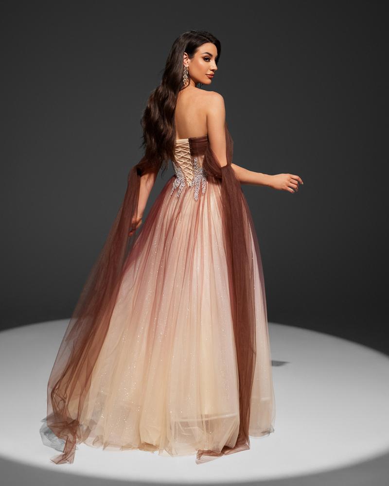 KTX-233171 Elegant Brown Evening Gown for Women - Style EZ25017