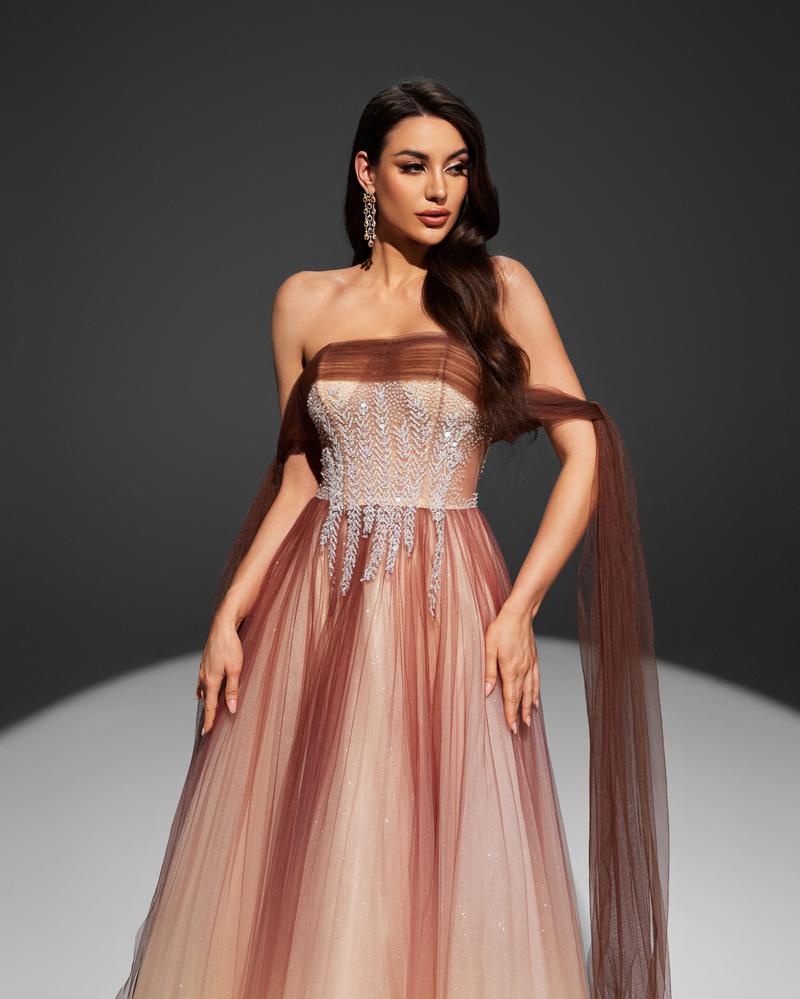 KTX-233171 Elegant Brown Evening Gown for Women - Style EZ25017