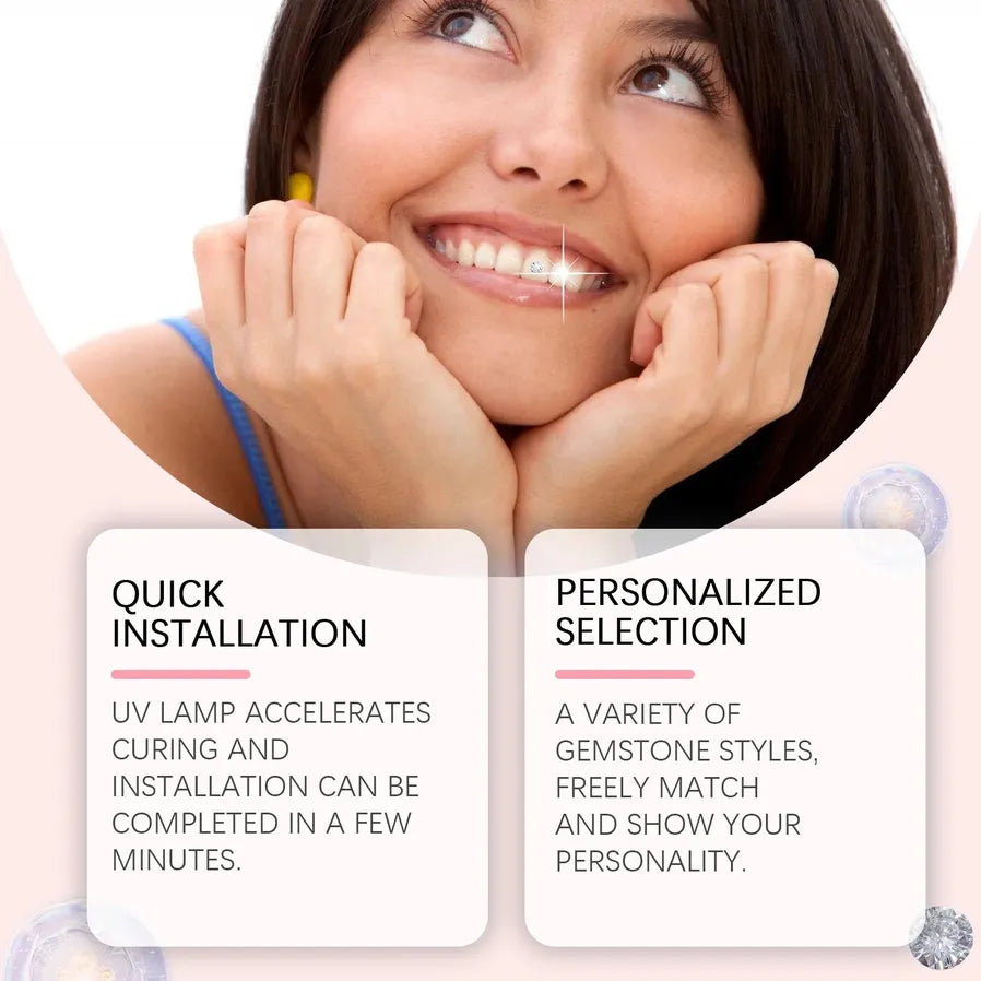 JMT-123786 Tooth Gem Application Kit with Silver Gems, Adhesive, and UV Light