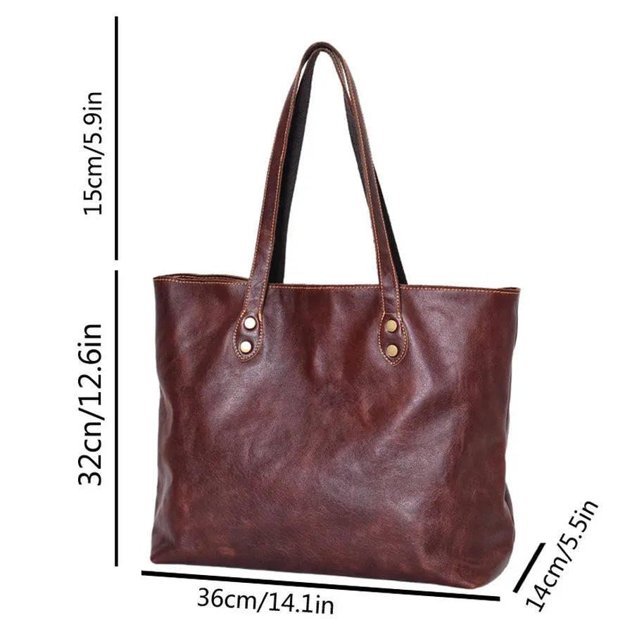KTX-054035 Custom Vintage Genuine Leather Tote Bag for All Seasons