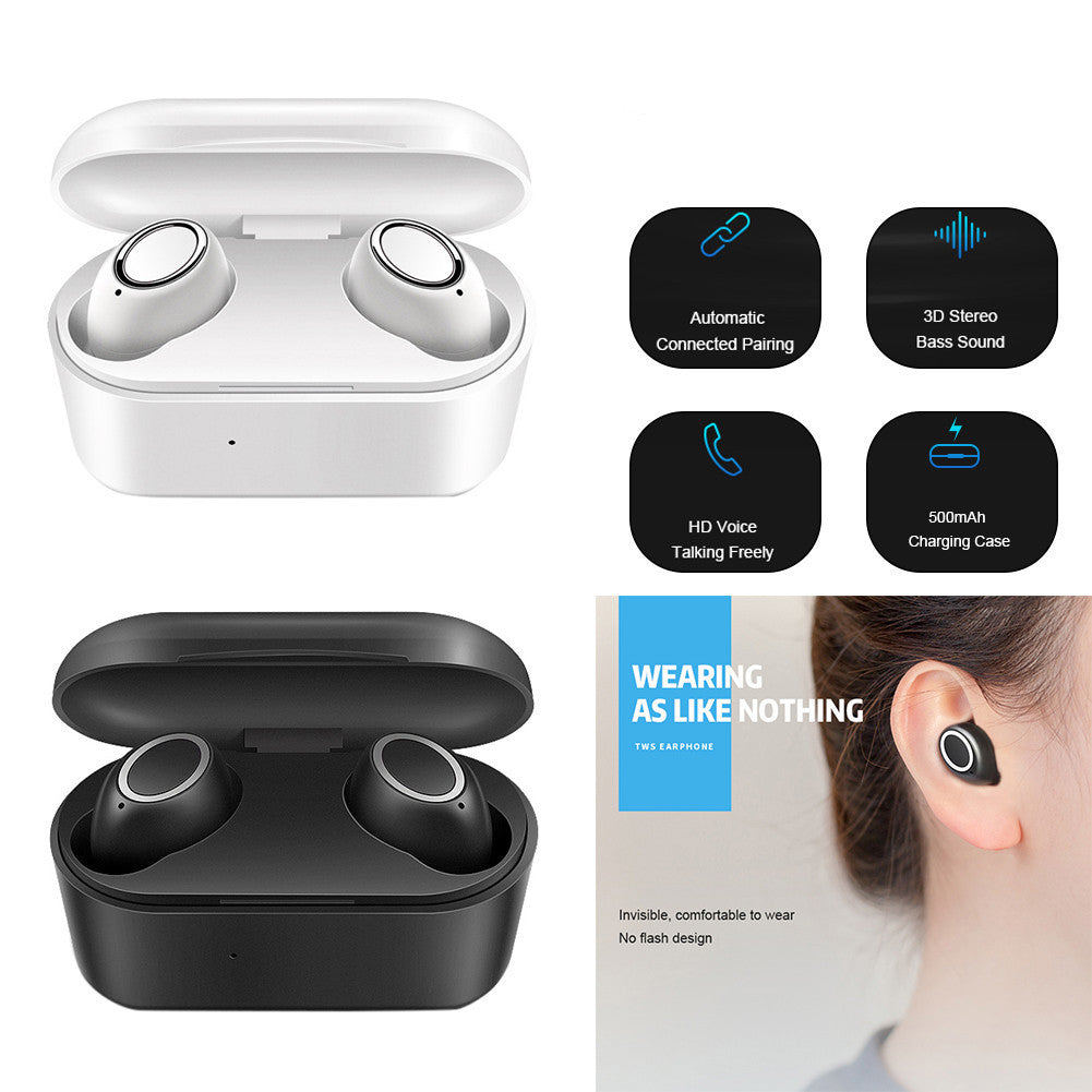 KTX-788563 Wireless Mini Bluetooth Headset - Stereo Earplug Style - 10m Transmission Range - Available in Black, White, Gold, Rose Gold, Blue
