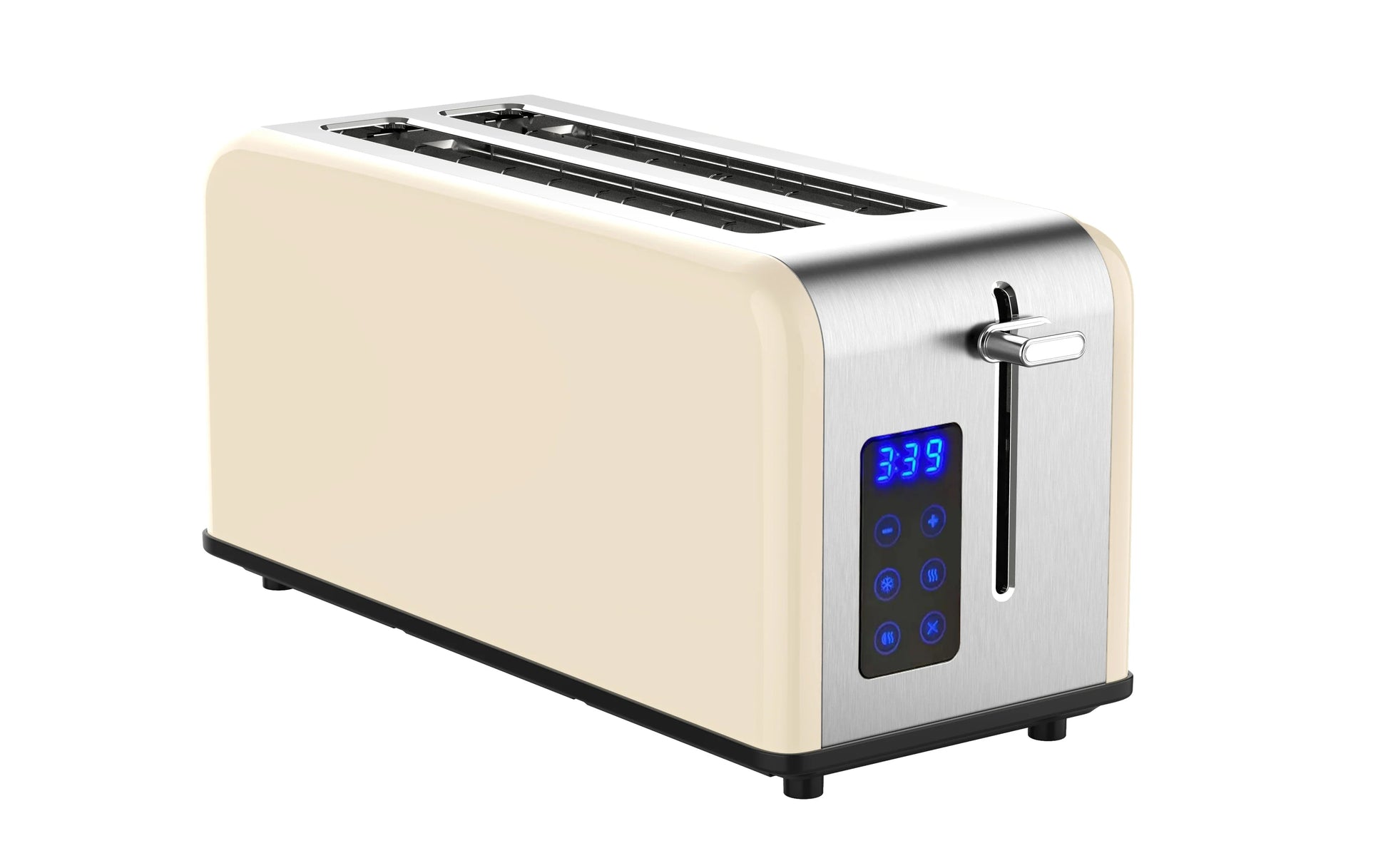KTX-288851 Retro 4-Slice Stainless Steel Toaster with Dust Cover for Modern Kitchens