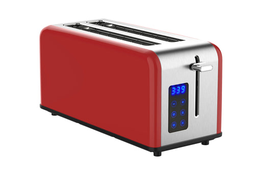 KTX-288851 Retro 4-Slice Stainless Steel Toaster with Dust Cover for Modern Kitchens
