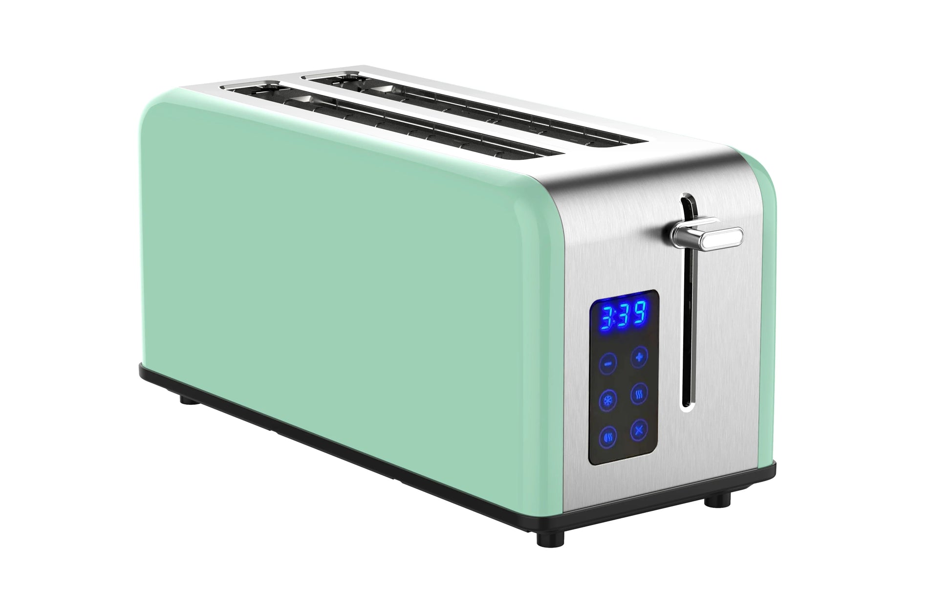 KTX-288851 Retro 4-Slice Stainless Steel Toaster with Dust Cover for Modern Kitchens