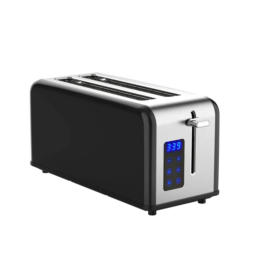 KTX-288851 Retro 4-Slice Stainless Steel Toaster with Dust Cover for Modern Kitchens