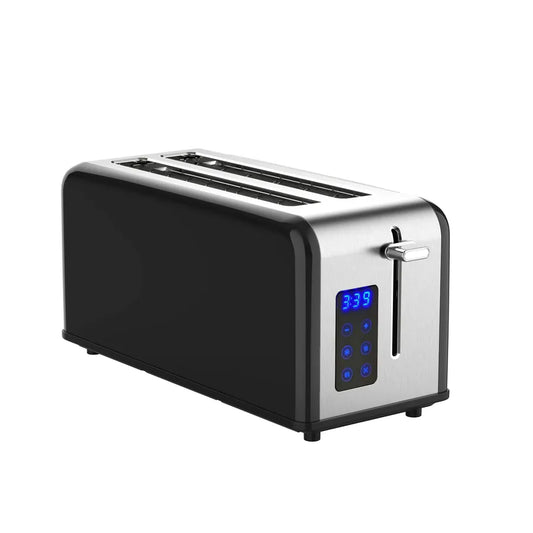 KTX-288851 Retro 4-Slice Stainless Steel Toaster with Dust Cover for Modern Kitchens