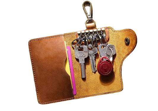 KTX-041491 Handmade Leather Multi-functional Key Case and Card Holder for Men and Women