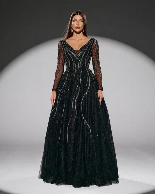 KTX-216211 Elegant Black Evening Dress - Model 0065 for Sophisticated Occasions