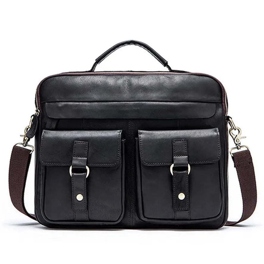 KTX-826963 Men's Vintage Genuine Leather Crossbody Briefcase for Daily Business Use - Soft and Stylish Laptop Bag