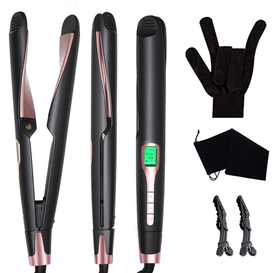 JMT-143818 2-in-1 Titanium Tourmaline Ceramic Hair Straightener & Curler with Adjustable Temperature