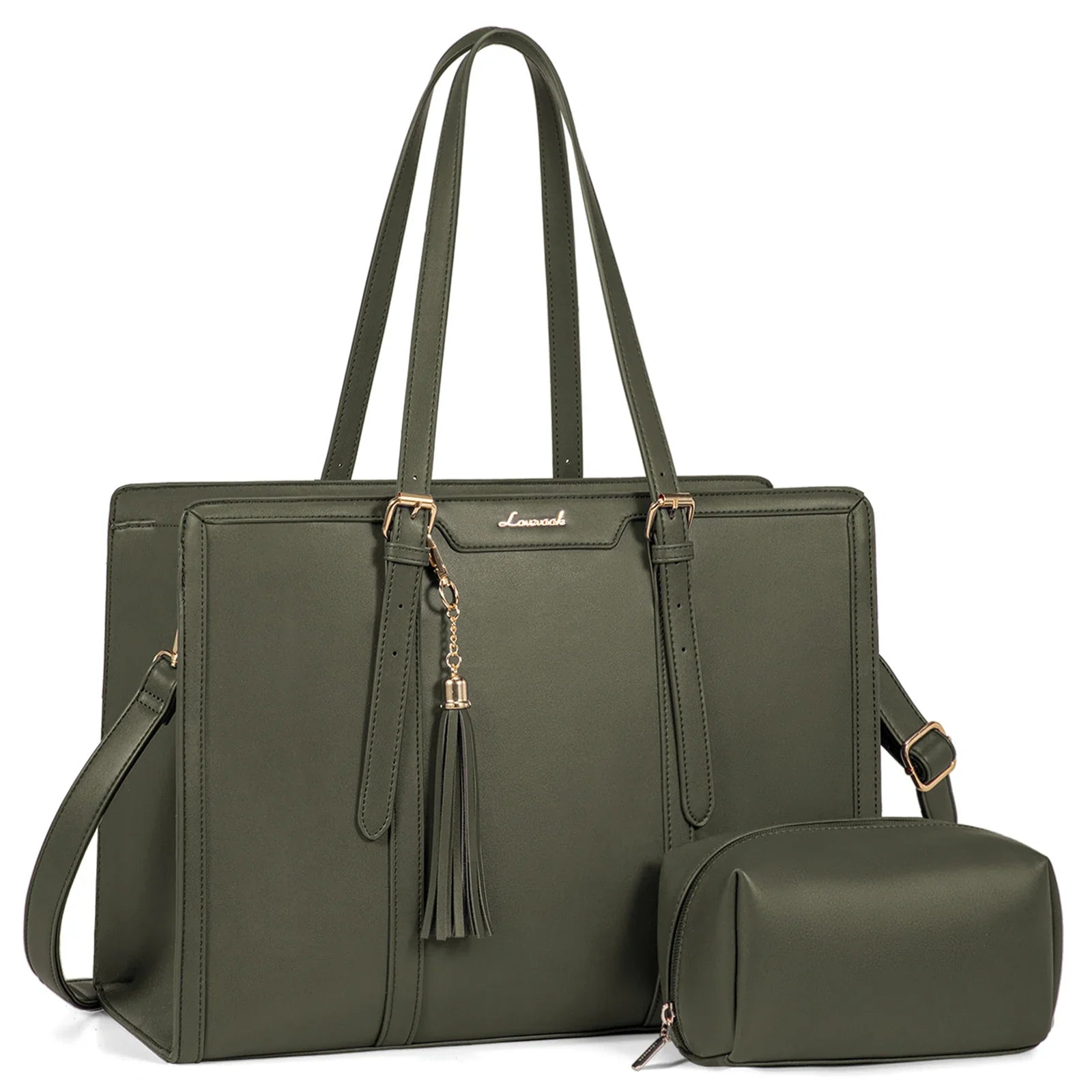 KTX-229715 Stylish 2-Piece Set PU Leather and Canvas Tote Bag for School, Shopping, and Casual Use, Versatile Crossbody and Shoulder Design for Women