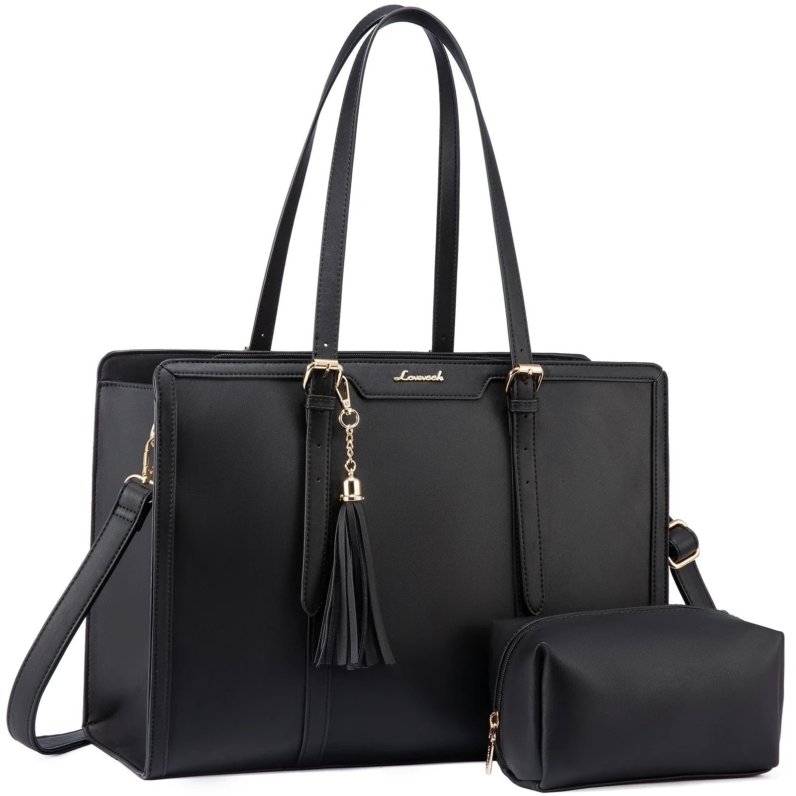 KTX-229715 Stylish 2-Piece Set PU Leather and Canvas Tote Bag for School, Shopping, and Casual Use, Versatile Crossbody and Shoulder Design for Women