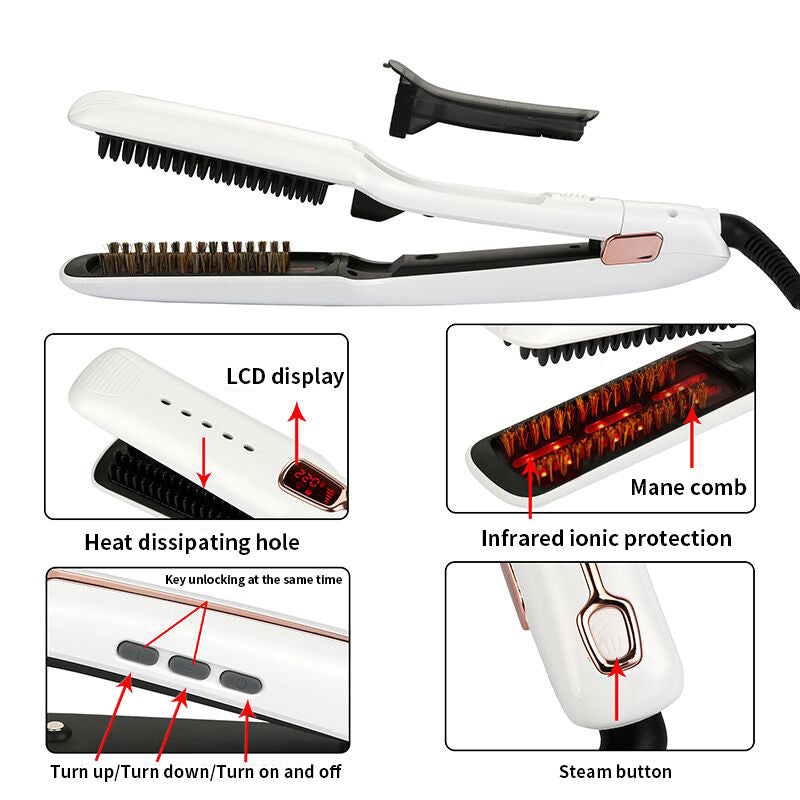 KTX-582291 Multifunctional Negative Ion Infrared Steam Hair Straightening Comb with Self-Locking Feature and Temperature Control