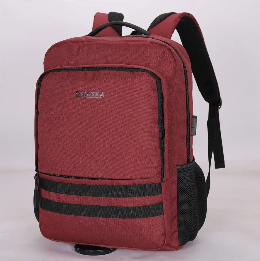 KTX-245203 Nylon Waterproof 17-Inch Laptop Backpack with USB Charging Port and Multi-Pocket Design