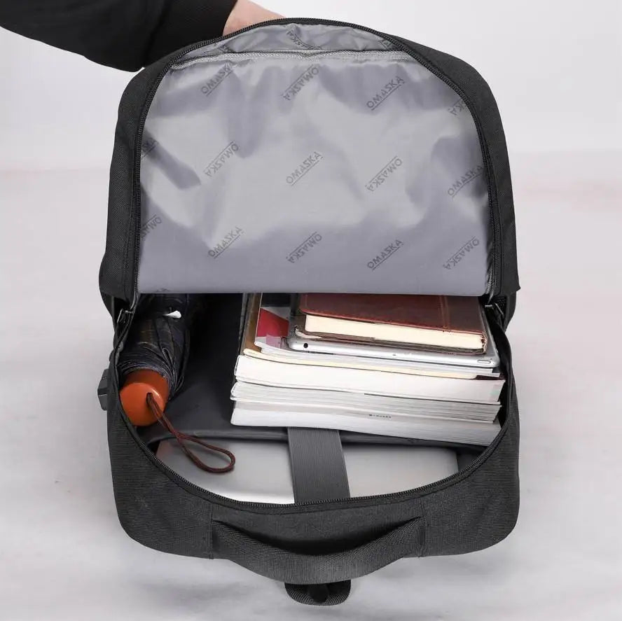 KTX-245203 Nylon Waterproof 17-Inch Laptop Backpack with USB Charging Port and Multi-Pocket Design