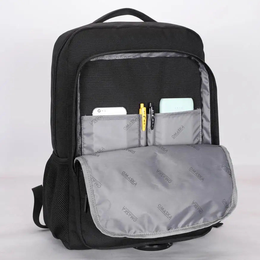 KTX-245203 Nylon Waterproof 17-Inch Laptop Backpack with USB Charging Port and Multi-Pocket Design