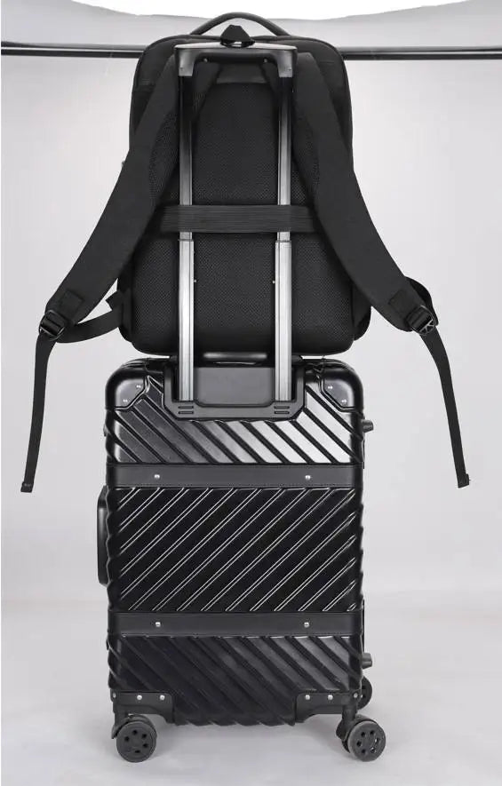 KTX-245203 Nylon Waterproof 17-Inch Laptop Backpack with USB Charging Port and Multi-Pocket Design