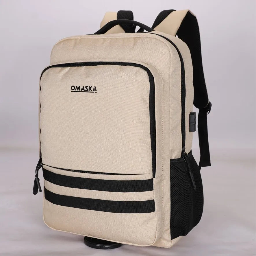 KTX-245203 Nylon Waterproof 17-Inch Laptop Backpack with USB Charging Port and Multi-Pocket Design